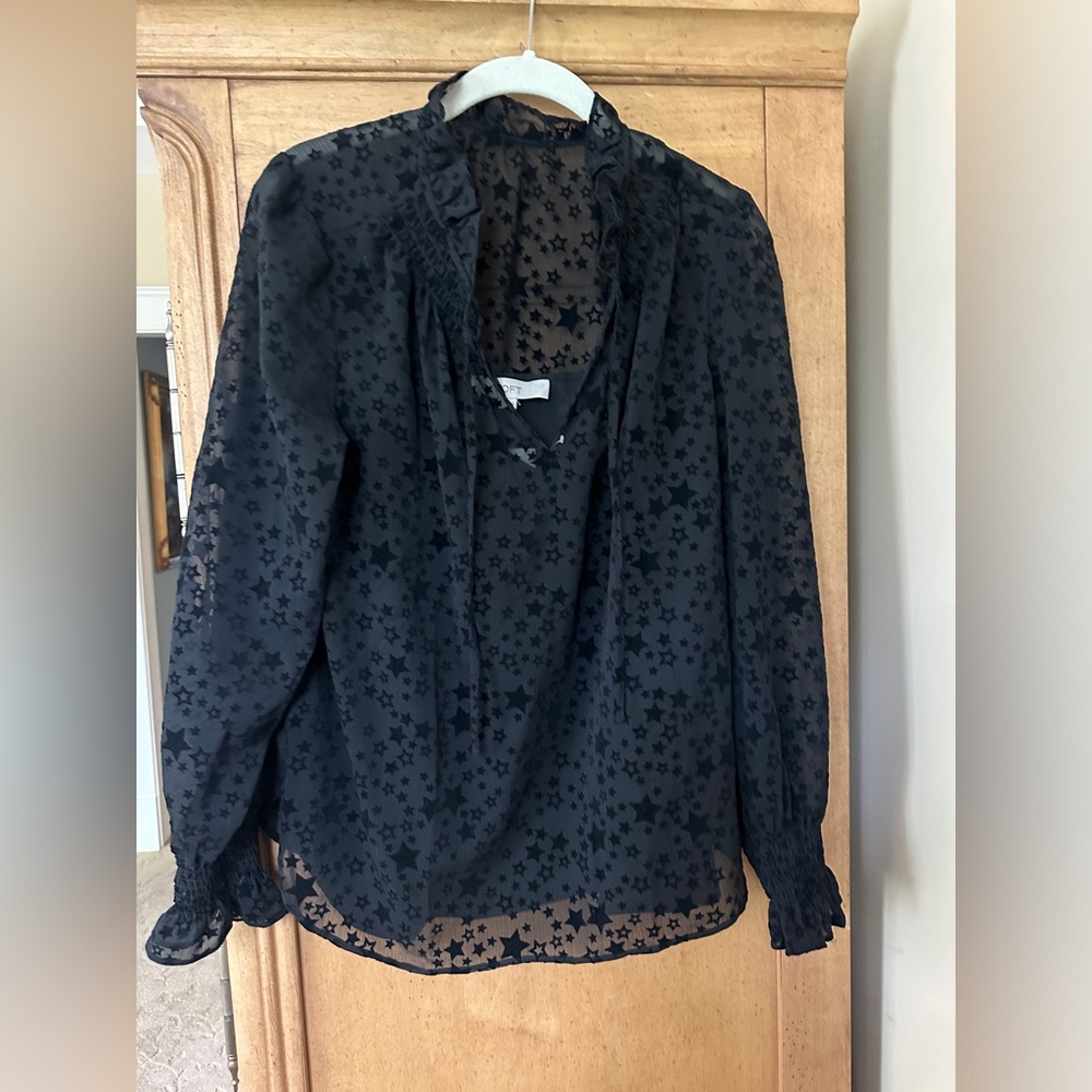 Loft Blouse w/ Velvet Stars- M- NWT